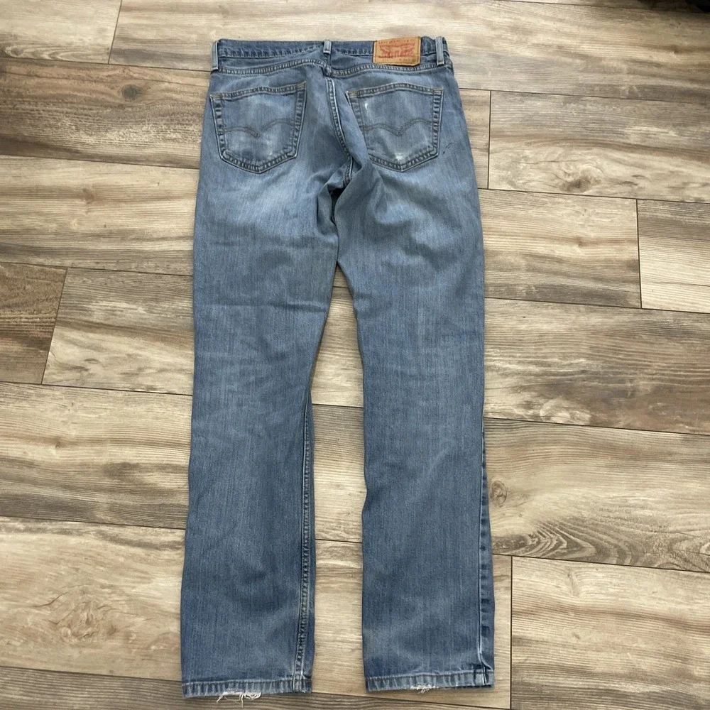Men's Levi's 511 32x32 Dark‎ Distressed Denim Jeans